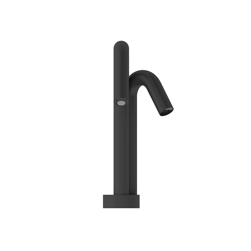 Touch-free deck-mounted electronic faucet and soap dispenser in a single unit Csaba-2-in-1_black