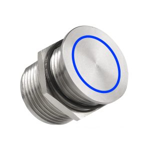 Electronically operated always open piezo switch. Available in Aluminum or stainless steel body, Blue LED indication