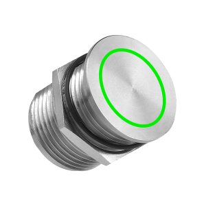 Electronically operated normally open piezo switch. Available in Aluminum or stainless steel body, Green LED indication