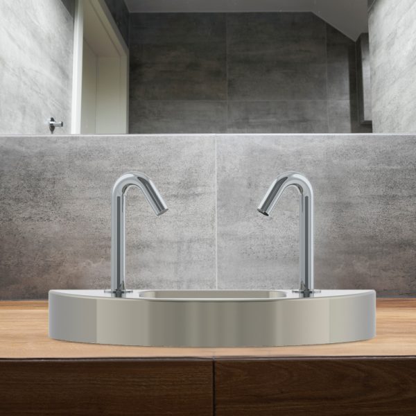 Touch-free deck-mounted electronic faucet Csaba Petite_sink-and-faucet-in-bathroom