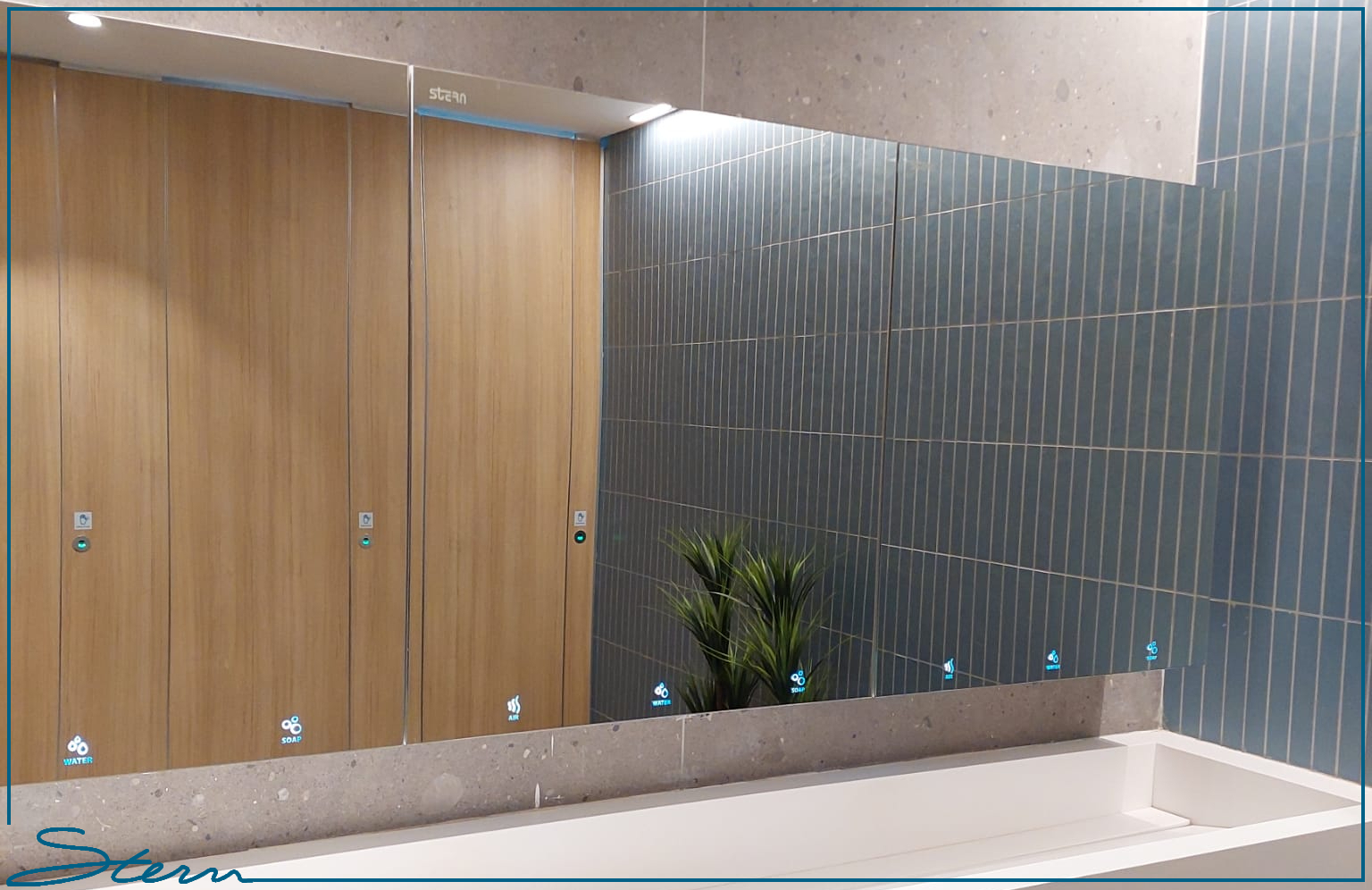 Behind The Mirror Bathroom Solutions - Behind the mirror faucet, soap dispenser and hand dryer