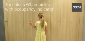 Touchless bathroom partitions -Touchless cubicles with occupancy indicator - touch free toilet partition - touchless cubicle solutions - cubicle wc - bathroom divider - toilet partitions