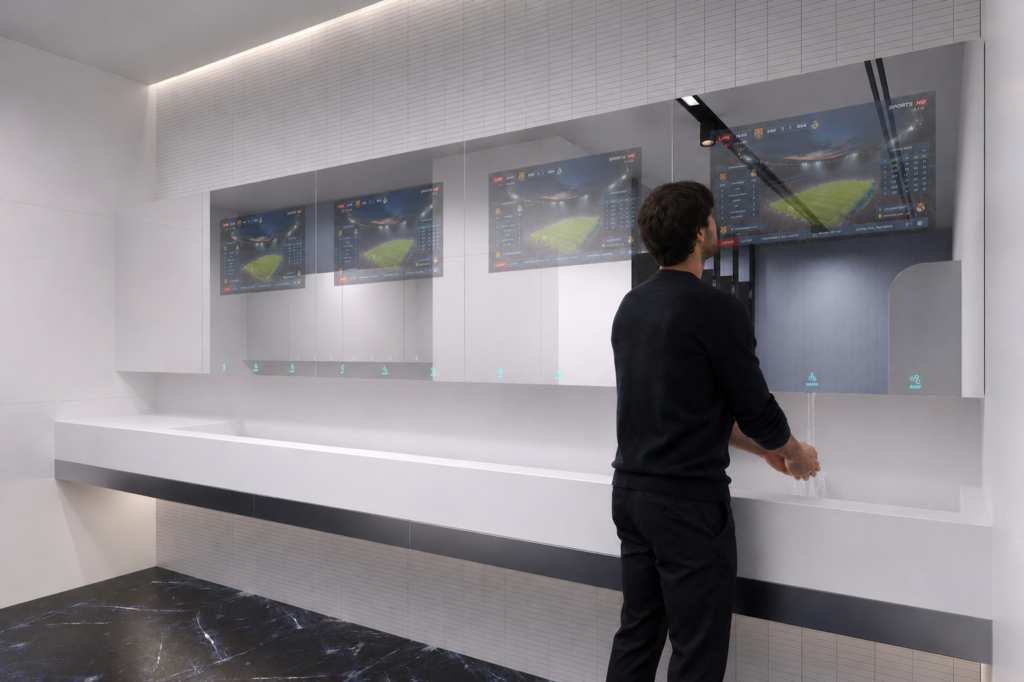 Inside the State-of-the-Art Stadiums of the 2026 World Cup: A Lesson in Optimizing Every Space | SWAR TV man looks at screen 01 1 Blog SWAR TV man looks at screen 01 1 | Inside the State-of-the-Art Stadiums of the 2026 World Cup: A Lesson in Optimizing Every Space