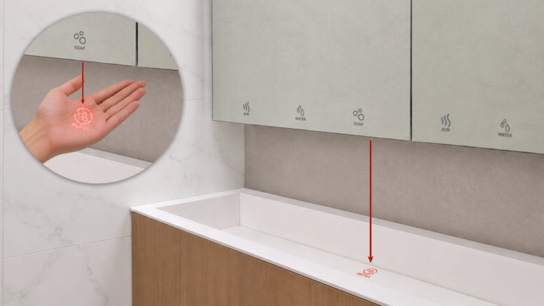 Transforming commercial bathrooms with touch-free solutions: WC cubicles, Behind-the-mirror innovations, and Boreal duo | SWAR with Soap refill projector Hand 01 Blog SWAR with Soap refill projector Hand 01 | Transforming commercial bathrooms with touch-free solutions: WC cubicles, Behind-the-mirror innovations, and Boreal duo